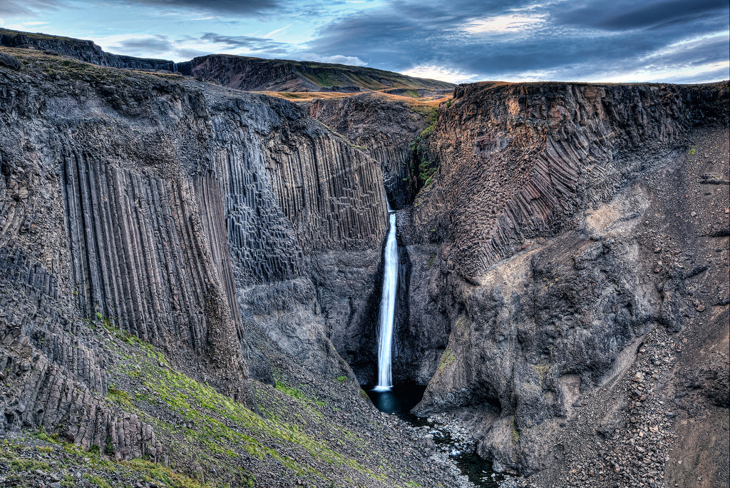 The best waterfalls: Interesting rock formations at the Litlanesfoss in Iceland. Photo by rameygonzalez, flickr