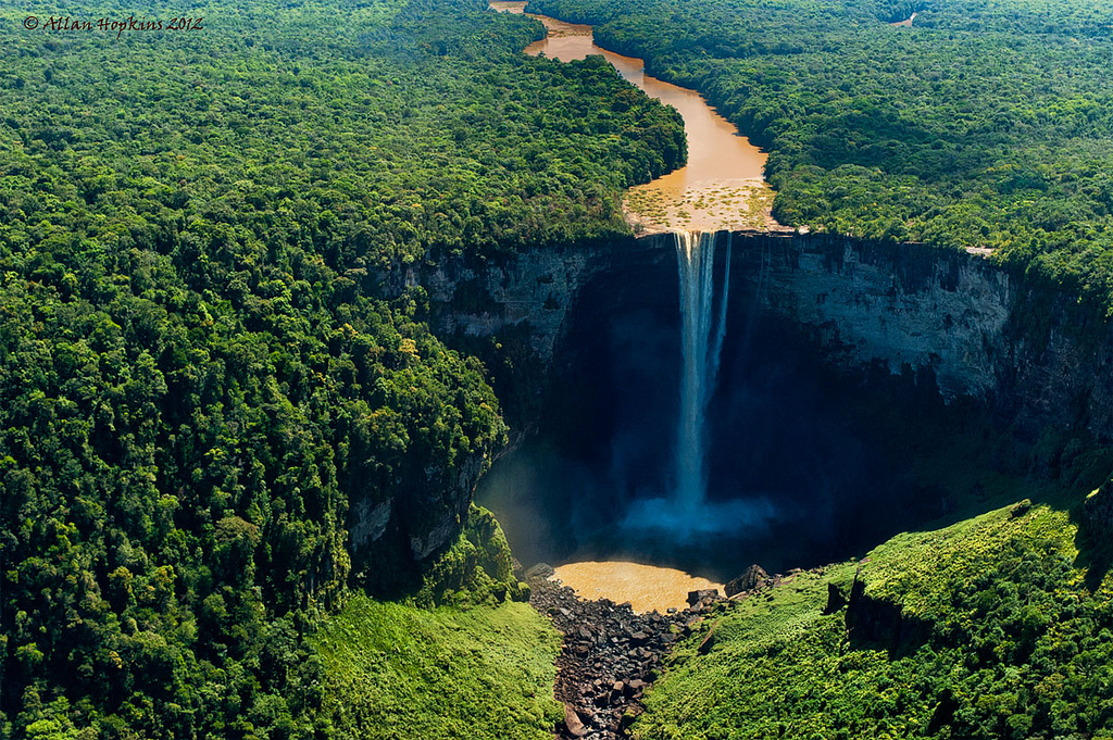 The best waterfalls: The Kaieteur Falls with over a 740 feet drop. Photo by hoppy1951, flickr