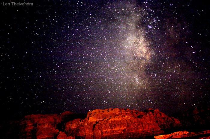 Free from light pollution, the stars shine brightly in Wadi Rum, Jordan. photo by Len Theivendra, flyseestay.com