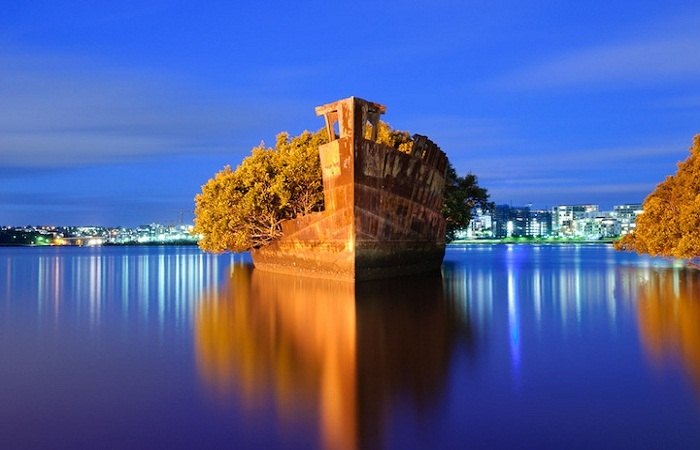 The SS Ayrfield is one of many decommissioned ships in the Homebush Bay
