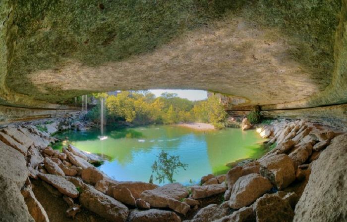 Lake Hamilton Pool was formed when the cave collapsed