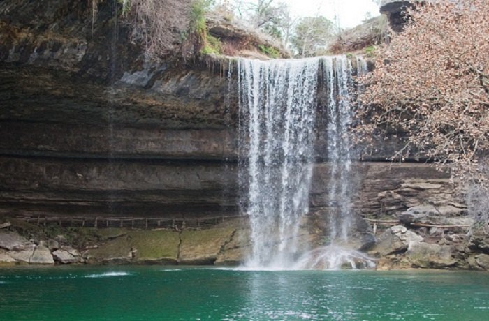 Lake Hamilton Pool was formed when the cave collapsed