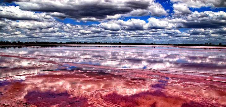 The astounding pink waters of Lake Retba, Africa. Photo by callixto.com